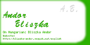 andor bliszka business card